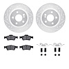 7612-63065 Drilled/Slotted Brake Rotors w/5000 Euro Ceramic Brake Pads Kit & Hardware [Silver], 2003-2006 Mercedes-Benz, Positio - image 1