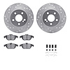 7612-63068 Drilled/Slotted Brake Rotors w/5000 Euro Ceramic Brake Pads Kit & Hardware [Silver], 2008-2015 Mercedes-Benz, Positio - image 1