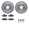 7612-63077 Drilled/Slotted Brake Rotors w/5000 Euro Ceramic Brake Pads Kit & Hardware [Silver], 1998-2005 Mercedes-Benz, Positio - image 1