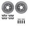 7612-63078 Drilled/Slotted Brake Rotors w/5000 Euro Ceramic Brake Pads Kit & Hardware [Silver], 1998-2005 Mercedes-Benz, Positio - image 1