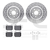 7612-63079 Drilled/Slotted Brake Rotors w/5000 Euro Ceramic Brake Pads Kit & Hardware [Silver], 2000-2005 Mercedes-Benz, Positio - image 1