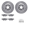 7612-63080 Drilled/Slotted Brake Rotors w/5000 Euro Ceramic Brake Pads Kit & Hardware [Silver], 2006-2012 Mercedes-Benz, Positio - image 1