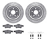 7612-63083 Drilled/Slotted Brake Rotors w/5000 Euro Ceramic Brake Pads Kit & Hardware [Silver], 2006-2012 Mercedes-Benz, Positio - image 1