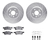 7612-63088 Drilled/Slotted Brake Rotors w/5000 Euro Ceramic Brake Pads Kit & Hardware [Silver], 2012-2018 Mercedes-Benz, Positio - image 1