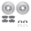 7612-63090 Drilled/Slotted Brake Rotors w/5000 Euro Ceramic Brake Pads Kit & Hardware [Silver], 2013-2019 Mercedes-Benz, Positio - image 1