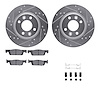 7612-63091 Drilled/Slotted Brake Rotors w/5000 Euro Ceramic Brake Pads Kit & Hardware [Silver], 2016-2018 Smart, Position: Front - image 1