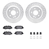 7612-63092 Drilled/Slotted Brake Rotors w/5000 Euro Ceramic Brake Pads Kit & Hardware [Silver], Fits Select Mercedes-Benz, Posit - image 1