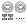 7612-63095 Drilled/Slotted Brake Rotors w/5000 Euro Ceramic Brake Pads Kit & Hardware [Silver], 2015-2021 Mercedes-Benz, Positio - image 1