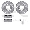 7612-65000 Drilled/Slotted Brake Rotors w/5000 Euro Ceramic Brake Pads Kit & Hardware [Silver], 1969-1974 GM, Position: Rear - image 1