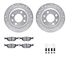7612-65003 Drilled/Slotted Brake Rotors w/5000 Euro Ceramic Brake Pads Kit & Hardware [Silver], 1986-1998 GM, Position: Rear - image 1