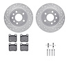 7612-65005 Drilled/Slotted Brake Rotors w/5000 Euro Ceramic Brake Pads Kit & Hardware [Silver], 1997-2008 GM, Position: Rear - image 1
