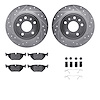 7612-65006 Drilled/Slotted Brake Rotors w/5000 Euro Ceramic Brake Pads Kit & Hardware [Silver], 1999-2010 GM, Position: Rear - image 1