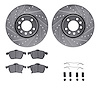 7612-65007 Drilled/Slotted Brake Rotors w/5000 Euro Ceramic Brake Pads Kit & Hardware [Silver], 1999-2010 GM, Position: Front - image 1