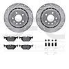 7612-65008 Drilled/Slotted Brake Rotors w/5000 Euro Ceramic Brake Pads Kit & Hardware [Silver], 2002-2010 GM, Position: Rear - image 1