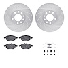 7612-65009 Drilled/Slotted Brake Rotors w/5000 Euro Ceramic Brake Pads Kit & Hardware [Silver], 2003-2005 GM, Position: Front - image 1