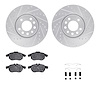 7612-65012 Drilled/Slotted Brake Rotors w/5000 Euro Ceramic Brake Pads Kit & Hardware [Silver], 2003-2011 GM, Position: Front - image 1