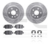 7612-65018 Drilled/Slotted Brake Rotors w/5000 Euro Ceramic Brake Pads Kit & Hardware [Silver], Fits Select GM, Position: Rear - image 1