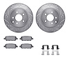 7612-67003 Drilled/Slotted Brake Rotors w/5000 Euro Ceramic Brake Pads Kit & Hardware [Silver], 2005-2021 Infiniti/Nissan, Posit - image 1