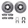 7612-67006 Drilled/Slotted Brake Rotors w/5000 Euro Ceramic Brake Pads Kit & Hardware [Silver], 2007-2012 Infiniti/Nissan, Posit - image 1