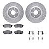 7612-67007 Drilled/Slotted Brake Rotors w/5000 Euro Ceramic Brake Pads Kit & Hardware [Silver], 2009-2016 Renault, Position: Fro - image 1