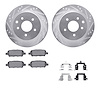 7612-67009 Drilled/Slotted Brake Rotors w/5000 Euro Ceramic Brake Pads Kit & Hardware [Silver], 2008-2013 Infiniti/Nissan, Posit - image 1
