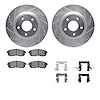 7612-67013 Drilled/Slotted Brake Rotors w/5000 Euro Ceramic Brake Pads Kit & Hardware [Silver], 2011-2019 Infiniti/Nissan, Posit - image 1