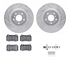7612-68001 Drilled/Slotted Brake Rotors w/5000 Euro Ceramic Brake Pads Kit & Hardware [Silver], 2003-2008 Infiniti/Nissan, Posit - image 1