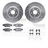 7612-68004 Drilled/Slotted Brake Rotors w/5000 Euro Ceramic Brake Pads Kit & Hardware [Silver], 2007-2015 Infiniti/Nissan, Posit - image 1