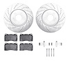 7612-72000 Drilled/Slotted Brake Rotors w/5000 Euro Ceramic Brake Pads Kit & Hardware [Silver], 2003-2006 Mitsubishi, Position:  - image 1