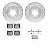 7612-72001 Drilled/Slotted Brake Rotors w/5000 Euro Ceramic Brake Pads Kit & Hardware [Silver], 2003-2006 Mitsubishi, Position:  - image 1
