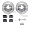 7612-72002 Drilled/Slotted Brake Rotors w/5000 Euro Ceramic Brake Pads Kit & Hardware [Silver], 2008-2015 Mitsubishi, Position:  - image 1