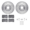 7612-72003 Drilled/Slotted Brake Rotors w/5000 Euro Ceramic Brake Pads Kit & Hardware [Silver], 2008-2015 Mitsubishi, Position:  - image 1