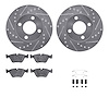 7612-73000 Drilled/Slotted Brake Rotors w/5000 Euro Ceramic Brake Pads Kit & Hardware [Silver], 1989-1991 Audi/Volkswagen, Posit - image 1