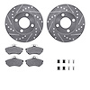 7612-73002 Drilled/Slotted Brake Rotors w/5000 Euro Ceramic Brake Pads Kit & Hardware [Silver], 1980-1992 Audi/Volkswagen, Posit - image 1