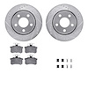 7612-73003 Drilled/Slotted Brake Rotors w/5000 Euro Ceramic Brake Pads Kit & Hardware [Silver], 1986-1991 Audi/Volkswagen, Posit - image 1