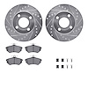 7612-73007 Drilled/Slotted Brake Rotors w/5000 Euro Ceramic Brake Pads Kit & Hardware [Silver], 1984-1987 Audi/Volkswagen, Posit - image 1