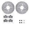 7612-73008 Drilled/Slotted Brake Rotors w/5000 Euro Ceramic Brake Pads Kit & Hardware [Silver], 1984-1995 Audi/Volkswagen, Posit - image 1