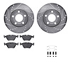 7612-73010 Drilled/Slotted Brake Rotors w/5000 Euro Ceramic Brake Pads Kit & Hardware [Silver], 1989-1991 Audi/Volkswagen, Posit - image 1