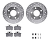 7612-73011 Drilled/Slotted Brake Rotors w/5000 Euro Ceramic Brake Pads Kit & Hardware [Silver], 1986-2000 Audi/Volkswagen, Posit - image 1