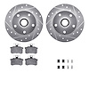 7612-73017 Drilled/Slotted Brake Rotors w/5000 Euro Ceramic Brake Pads Kit & Hardware [Silver], 1996-1997 Audi/Volkswagen, Posit - image 1