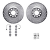 7612-73025 Drilled/Slotted Brake Rotors w/5000 Euro Ceramic Brake Pads Kit & Hardware [Silver], 1999-2004 Audi/Volkswagen, Posit - image 1