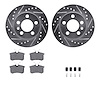 7612-73027 Drilled/Slotted Brake Rotors w/5000 Euro Ceramic Brake Pads Kit & Hardware [Silver], 2001-2006 Audi/Volkswagen, Posit - image 1