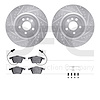7612-73028 Drilled/Slotted Brake Rotors w/5000 Euro Ceramic Brake Pads Kit & Hardware [Silver], 2004-2009 Audi/Volkswagen, Posit - image 1