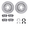 7612-73029 Drilled/Slotted Brake Rotors w/5000 Euro Ceramic Brake Pads Kit & Hardware [Silver], 2004-2009 Audi/Volkswagen, Posit - image 1