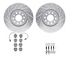 7612-73031 Drilled/Slotted Brake Rotors w/5000 Euro Ceramic Brake Pads Kit & Hardware [Silver], 1999-2005 Audi/Volkswagen, Posit - image 1