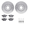 7612-73032 Drilled/Slotted Brake Rotors w/5000 Euro Ceramic Brake Pads Kit & Hardware [Silver], 2001-2005 Audi/Volkswagen, Posit - image 1