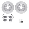 7612-73035 Drilled/Slotted Brake Rotors w/5000 Euro Ceramic Brake Pads Kit & Hardware [Silver], 2005-2011 Audi/Volkswagen, Posit - image 1