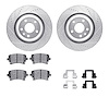 7612-73036 Drilled/Slotted Brake Rotors w/5000 Euro Ceramic Brake Pads Kit & Hardware [Silver], 2005-2011 Audi/Volkswagen, Posit - image 1