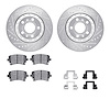 7612-73037 Drilled/Slotted Brake Rotors w/5000 Euro Ceramic Brake Pads Kit & Hardware [Silver], 2004-2010 Audi/Volkswagen, Posit - image 1