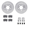 7612-73040 Drilled/Slotted Brake Rotors w/5000 Euro Ceramic Brake Pads Kit & Hardware [Silver], 2002-2006 Audi/Volkswagen, Posit - image 1